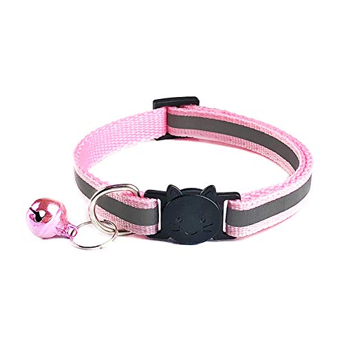 KingbeefLIU Haustiere Dog Bell Night Safety Reflektierendes Halsband Katzenkopf Schnalle Halskette Halsriemen Petite and Cute Minimalist Wind Pet Ring Rosa von KingbeefLIU