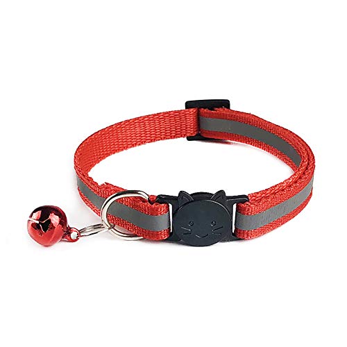 KingbeefLIU Haustiere Dog Bell Night Safety Reflektierendes Halsband Katzenkopf Schnalle Halskette Halsriemen Petite and Cute Minimalist Wind Pet Ring rot von KingbeefLIU