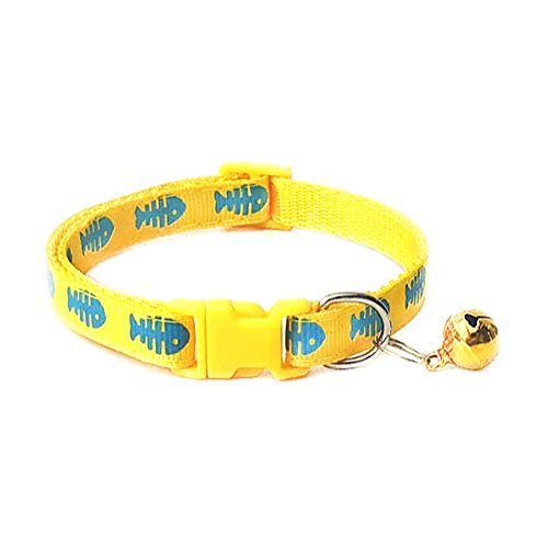 KingbeefLIU Haustiere Hund Katze Fisch Knochendruck Glockenschnalle Verstellbarer Kragen Halskette Halsriemen Petite and Cute Minimalist Wind Pet Ring Gelb von KingbeefLIU