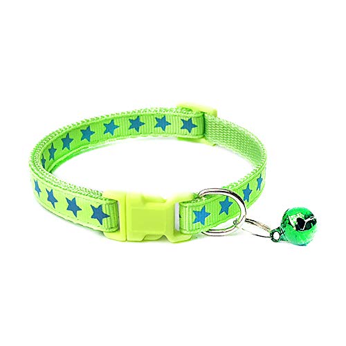 KingbeefLIU Haustiere Hund Welpen Sterne Druck Glockenschnalle Verstellbare Halskette Halskette Katzenhalsriemen Petite and Cute Minimalist Wind Pet Ring Leuchtendes Grün von KingbeefLIU