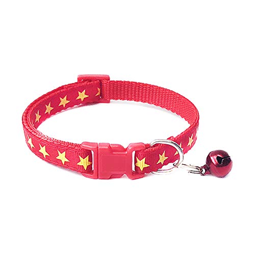 KingbeefLIU Haustiere Hund Welpen Sterne Druck Glockenschnalle Verstellbare Halskette Halskette Katzenhalsriemen Petite and Cute Minimalist Wind Pet Ring rot von KingbeefLIU