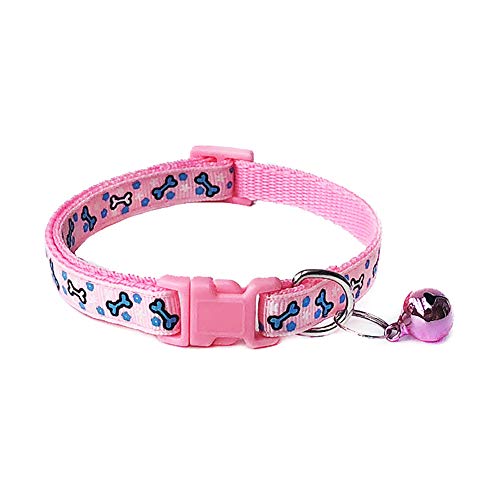 KingbeefLIU Hund Katze Knochen Druck Glocke Verstellbare Schnalle Kragen Halskette Halsriemen Pet Supply Petite Und Niedlichen Minimalistischen Wind Pet Ring Rosa von KingbeefLIU