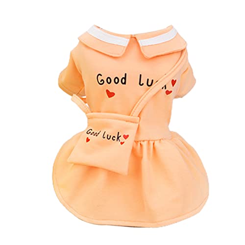 KingbeefLIU Hundekleid, reizend, leicht, Ornamental, Englisch, bedruckt, Teddy-Kleid für Welpen, Orange, Größe 2XL von KingbeefLIU