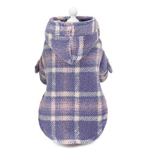 KingbeefLIU Hundekleidung Herbst Winter Tartan Windbreaker Baumwolle Kapuzenmantel Hundekleidung Haustierbedarf Lila S. von KingbeefLIU