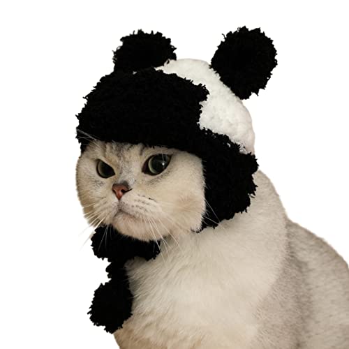 KingbeefLIU Katze Kopfbedeckung Dekorative Kein Geruch Plüsch Layout Requisiten Panda Form Katze Kopfbedeckung für Zuhause Schwarz M von KingbeefLIU