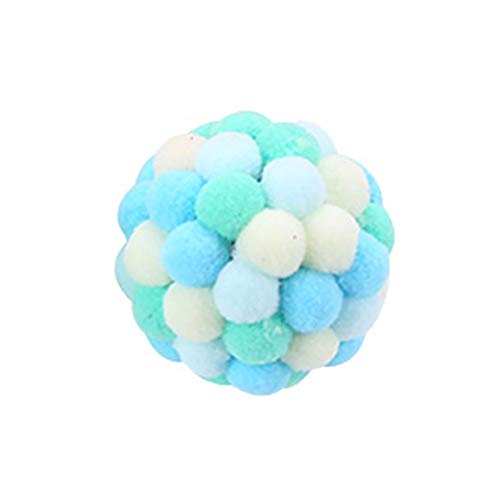 KingbeefLIU Pet Cats Dogs Color Block Plüsch Bell Ball Claws Schleifen Bissbeständiges Kauspielzeug Workout Zu Hause Und Interagiert Mit Katzen Gelb Grün Blau # von KingbeefLIU