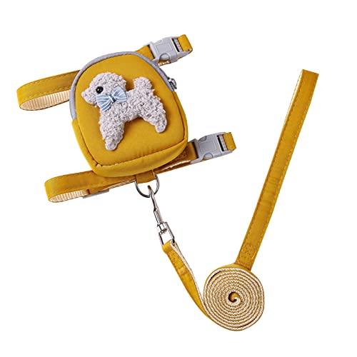 Kingke Hundeweste, Geschirr, Leine, Haustiergeschirr und Leine, verstellbarer Brustgurt, Halsband, Welpen, Outdoor-Spaziergänge, Leine mit niedlicher Snack-Tasche von Kingke