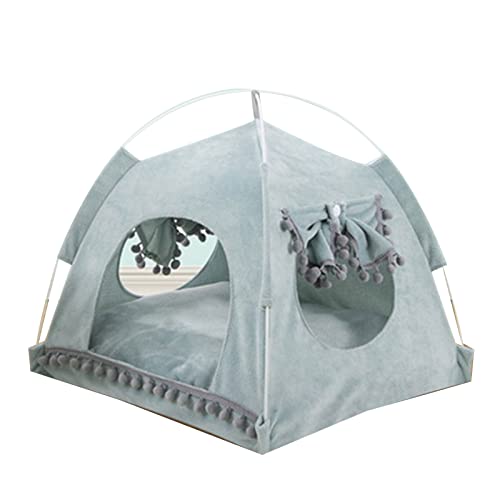 Kingke Katzenbett für Indoor Katzen Kleines Hundebett Haus Sommer Welpenzelt Bett Atmungsaktiv Höhle Hütte Abnehmbares 2-seitiges Kissen von Kingke