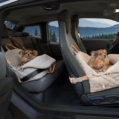Kinkko Hunde Autositz 3-in-1 Haustiertrage und kleines Hundebett mit Welpenkissen, Aufbewahrungstasche, Clip-on-Sicherheitsleine, wasserdichtes Hundebett, zwei tragbare Griffe, Hundeschultertrage, von Kinkko