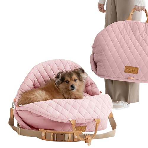 Kinkko Hundebett 3-in-1 Haustier Autositz und Hundetrage mit kleinem Hundekissen 0.0-8.2 kg, Aufbewahrungstasche, Clip-on-Sicherheitsleine, wasserdichte Welpentragetasche, zwei tragbare Griffe, von Kinkko