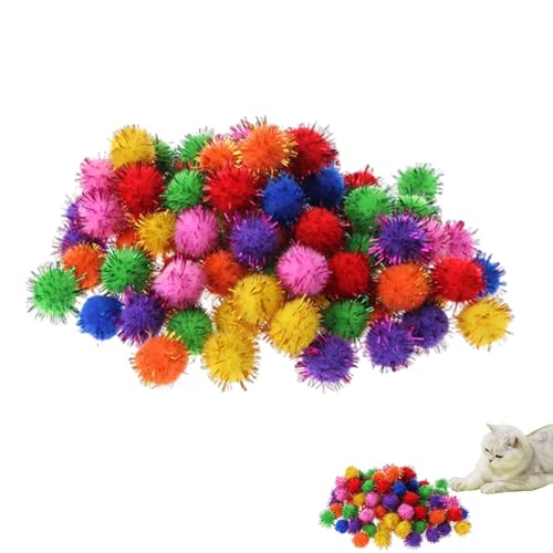 Kioriur Glitzer -Poms für Handwerk, farbige Poms für Handwerk - Verschiedene Glitzerbälle Katzenspielzeug,100x Puffkugeln dekoratives Material, Kunst & Bastelmittel versorgen Spielzeug für von Kioriur