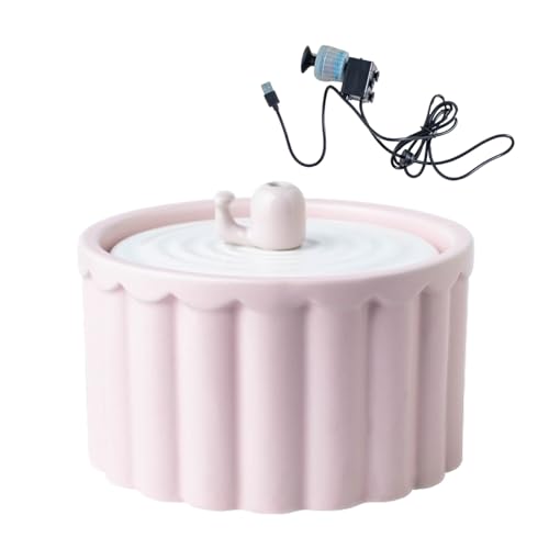 Kirdume Automatischer Katzenwassernapf,Keramik-Kitty-Wasserspender mit 1,5 W Niederspannung | Automatische Katzenfutterstationen für Haustiere, Schlafzimmer, Balkon, Tierhandlung, Wohnzimmer von Kirdume