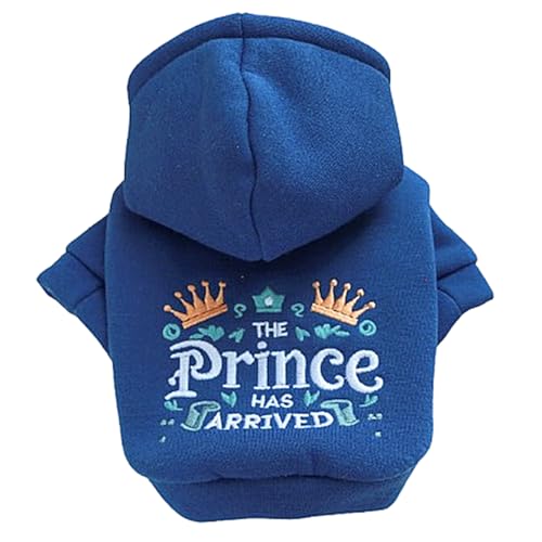 Kirei Sui Kapuzenpullover für kleine Hunde und Katzen, Hunde-Shirt, Winterkleidung für Welpen, Kätzchen, der Prinz ist angekommen (L 5 - 6 kg) von Kirei Sui