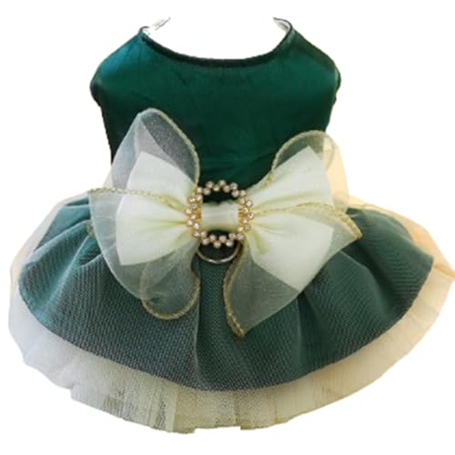 Kirei Sui Vintage-Tüllkleid für kleine Hunde und Katzen, formelle Haustier-Abschlussballkleid, Kleidung für Hochzeit, Geburtstag, Smaragdgrün (L 5 - 6 kg) von Kirei Sui