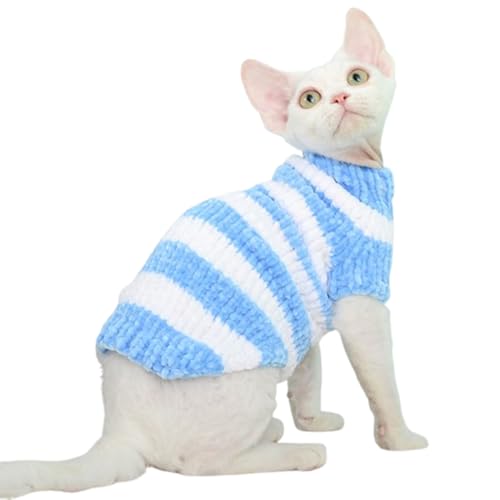 Kirei Sui Warmer weicher Rollkragenpullover für den Winter, für haarlose Katzen, pelzlose Katze, Sphynx, Devon Rex, Peterbald, Cornish Rex, Devon Rex Peterbald Blau (M 2,5–3 kg) von Kirei Sui