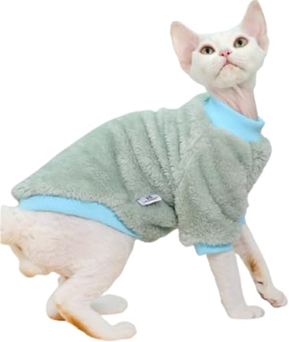 Kirei Sui Winterhemden nur für Katzen, Outfits für haarlose Katze, pelzlose Katze, warmer Pullover für Sphynx, Devon Rex, Peterbald, Cornish Rex, Devon Rex Peterbald Green (M 2,5-3 kg) von Kirei Sui