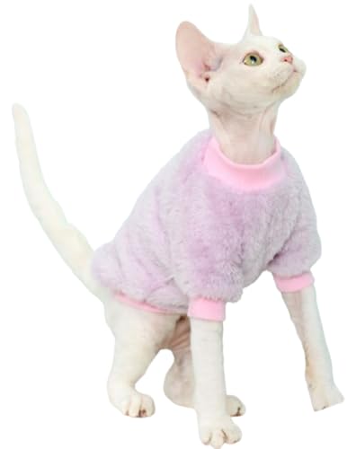 Kirei Sui Winterhemden nur für Katzen, Outfits für haarlose Katze, pelzlose Katze, warmer Pullover für Sphynx, Devon Rex, Peterbald, Cornish Rex, Devon Rex Peterbald Lavender (S 1,5–2 kg) von Kirei Sui