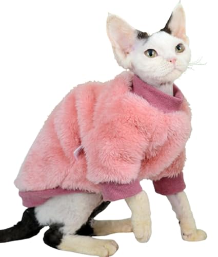 Kirei Sui Winterhemden nur für Katzen, Outfits für haarlose Katze, pelzlose Katze, warmer Pullover für Sphynx, Devon Rex, Peterbald, Cornish Rex, Devon Rex Peterbald Pink (M 2,5-3 kg) von Kirei Sui