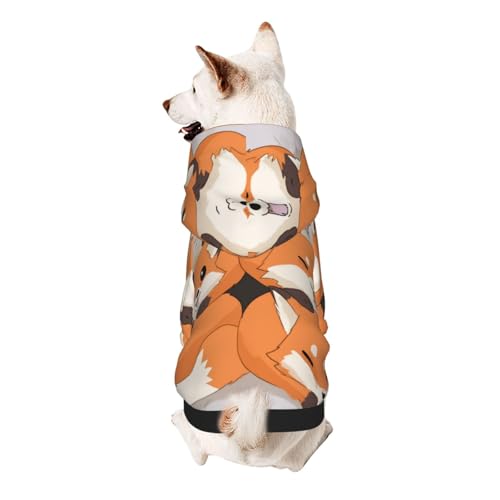 Cartoon Fox Hunde-Kapuzenpullover, weiches und atmungsaktives Polyester, Haustierkleidung für kleine, mittelgroße und große Hunde von Kirrowe