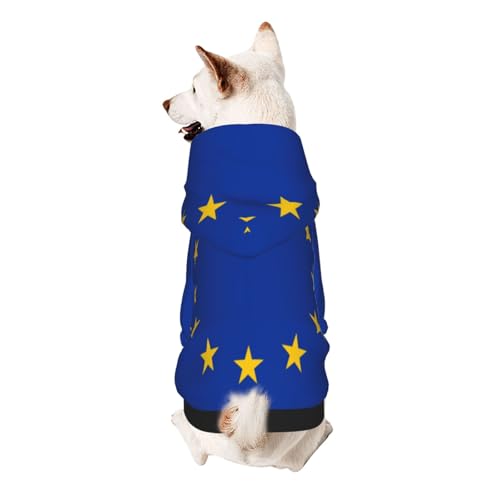 Hunde-Kapuzenpullover mit EU-Flagge, weiches und atmungsaktives Polyester-Haustierkleidung für kleine, mittelgroße und große Hunde von Kirrowe