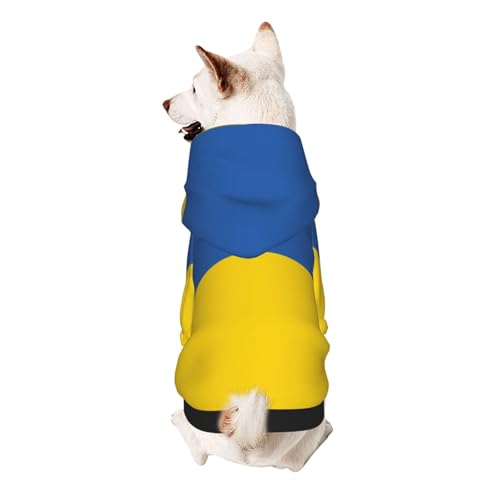 Hunde-Kapuzenpullover mit Flagge der Ukraine, weiches und atmungsaktives Polyester, Haustierkleidung für kleine, mittelgroße und große Hunde von Kirrowe