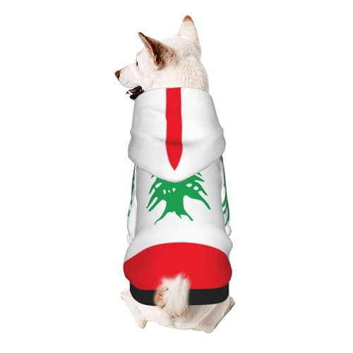 Hunde-Kapuzenpullover mit Flagge des Libanon, weiches und atmungsaktives Polyester, Haustierkleidung für kleine, mittelgroße und große Hunde von Kirrowe