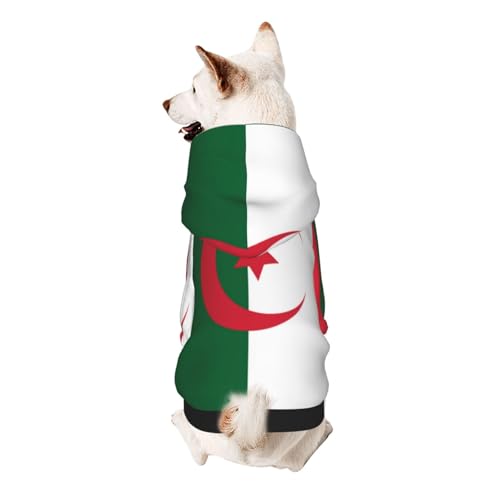 Hunde-Kapuzenpullover mit Flagge von Algerien, weiches und atmungsaktives Polyester, für kleine, mittelgroße und große Hunde von Kirrowe