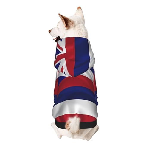 Hunde-Kapuzenpullover mit Flagge von Hawaii, weiches und atmungsaktives Polyester, Haustierkleidung für kleine, mittelgroße und große Hunde von Kirrowe