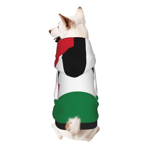 Hunde-Kapuzenpullover mit Flagge von Palästina, weiches und atmungsaktives Polyester, Haustierkleidung für kleine, mittelgroße und große Hunde von Kirrowe