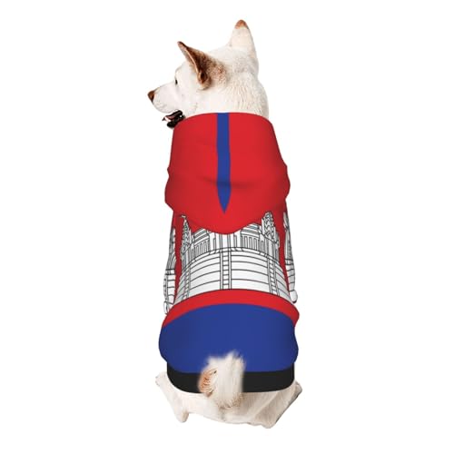 Hunde-Kapuzenpullover mit Kambodscha-Flagge, weiches und atmungsaktives Polyester, Haustierkleidung für kleine, mittelgroße und große Hunde von Kirrowe