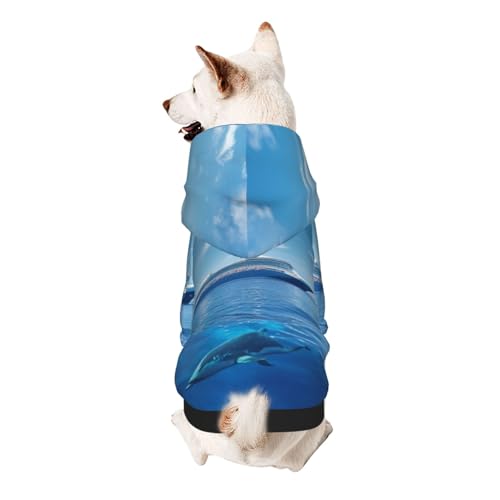 Hunde-Kapuzenpullover mit Kreuzfahrtschiffen und Walen, weiches und atmungsaktives Polyester-Haustierkleidung für kleine, mittelgroße und große Hunde von Kirrowe