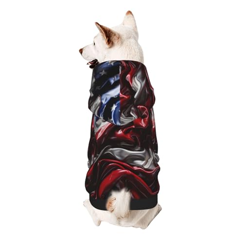 Hunde-Kapuzenpullover mit USA-Flagge, weiches und atmungsaktives Polyester, Haustierkleidung für kleine, mittelgroße und große Hunde von Kirrowe