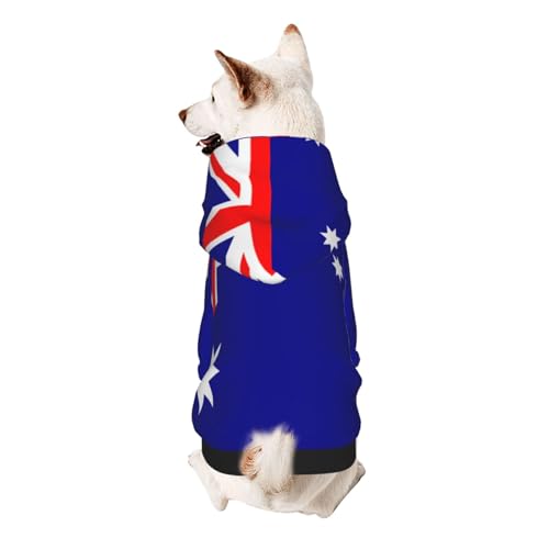 Hunde-Kapuzenpullover mit australischer Flagge, weiches und atmungsaktives Polyester, Haustierkleidung für kleine, mittelgroße und große Hunde von Kirrowe