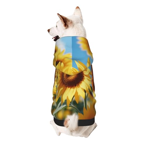 Hunde-Kapuzenpullover mit blühenden Sonnenblumen, weiches und atmungsaktives Polyester, Haustierkleidung für kleine, mittelgroße und große Hunde von Kirrowe