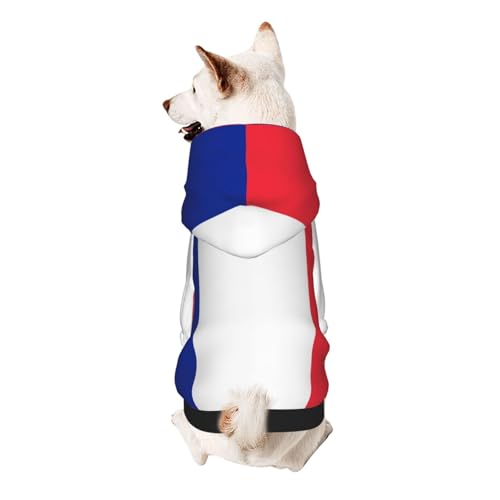 Hunde-Kapuzenpullover mit französischer Flagge, weiches und atmungsaktives Polyester, Haustierkleidung für kleine, mittelgroße und große Hunde von Kirrowe