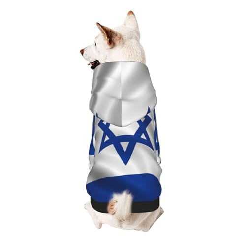 Hunde-Kapuzenpullover mit israelischer Flagge, weiches und atmungsaktives Polyester, Haustierkleidung für kleine, mittelgroße und große Hunde von Kirrowe