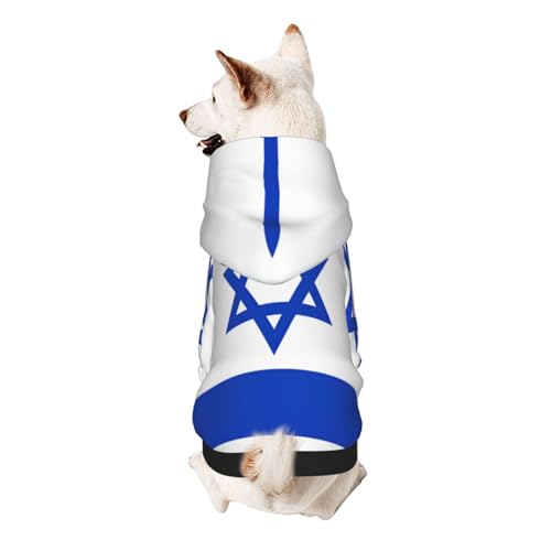 Hunde-Kapuzenpullover mit israelischer Flagge, weiches und atmungsaktives Polyester, Haustierkleidung für kleine, mittelgroße und große Hunde von Kirrowe