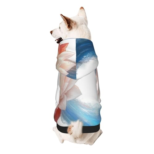 Hunde-Kapuzenpullover mit kreisförmiger Wassersäule und Blumen, weiches und atmungsaktives Polyester, Haustierkleidung für kleine, mittelgroße und große Hunde von Kirrowe