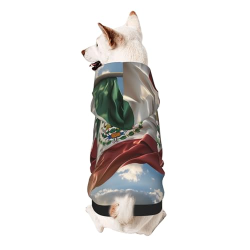 Hunde-Kapuzenpullover mit mexikanischer Flagge, weiches und atmungsaktives Polyester, Haustierkleidung für kleine, mittelgroße und große Hunde von Kirrowe