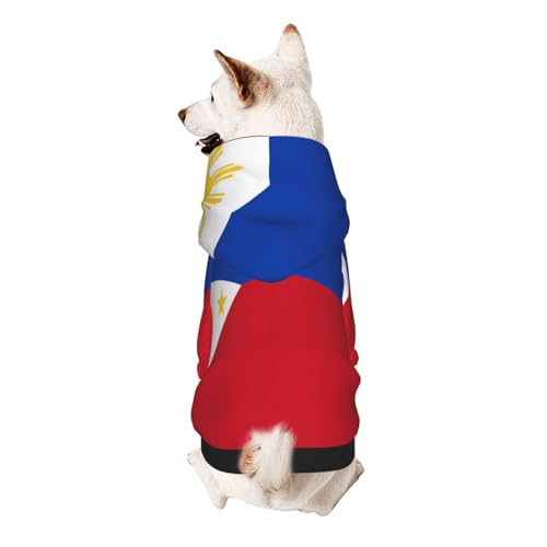 Hunde-Kapuzenpullover mit philippinischer Flagge, weiches und atmungsaktives Polyester, Haustierkleidung für kleine, mittelgroße und große Hunde von Kirrowe