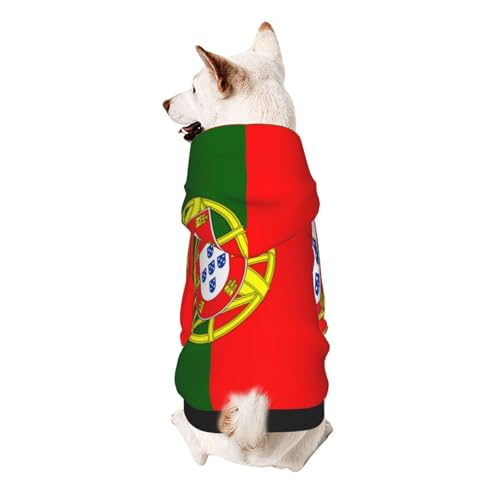 Hunde-Kapuzenpullover mit portugiesischer Flagge, weiches und atmungsaktives Polyester, Haustierkleidung für kleine, mittelgroße und große Hunde von Kirrowe