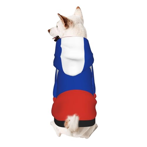 Hunde-Kapuzenpullover mit russischer Flagge, weiches und atmungsaktives Polyester, Haustierkleidung für kleine, mittelgroße und große Hunde von Kirrowe