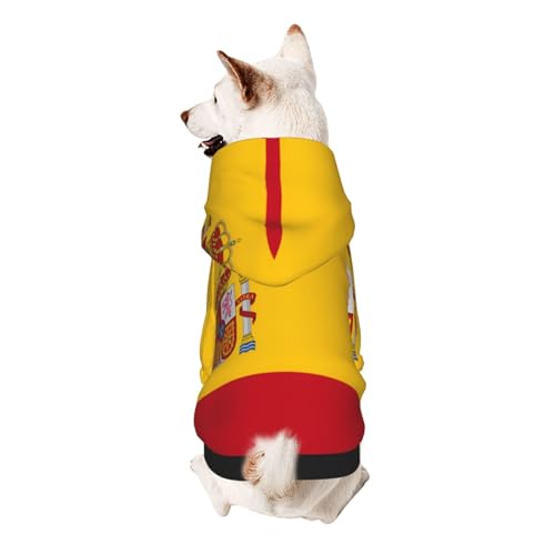 Hunde-Kapuzenpullover mit spanischer Flagge, weiches und atmungsaktives Polyester, Haustierkleidung für kleine, mittelgroße und große Hunde von Kirrowe