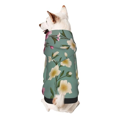 Hunde-Kapuzenpullover mit stilisierten Blumen, weiches und atmungsaktives Polyester, Haustierkleidung für kleine, mittelgroße und große Hunde von Kirrowe