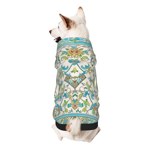 Hunde-Kapuzenpullover mit traditionellen Blumenmotiven, weiches und atmungsaktives Polyester, Haustierkleidung für kleine, mittelgroße und große Hunde von Kirrowe