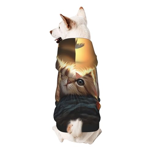 The Thinking Cat Dog Hoodie - Weiche und atmungsaktive Polyester-Haustierkleidung für kleine, mittelgroße und große Hunde von Kirrowe