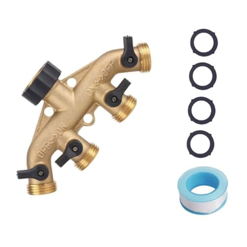 Kisangel 4 Wege Wasserhahn Adapter Robuster 4 Wege Wasserhahn Verteiler Für Gartenschlauch Und Waschmaschine Universeller Für Wasserleitungen Zufällige von Kisangel