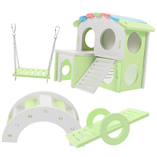 Kisangel 1 Satz Hamsterspielzeugnest Einstreu für Hamster Hamsterspielplatz Plüsch Rad Nagetier hamsterhaus Hamster brücke Hamsterspielzeug aus Holz kleines Hamsterspielzeug PVC Light Green von Kisangel