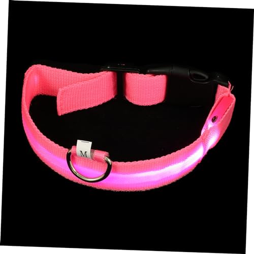 Kisangel 1 Satz Hundehalsband Hund geführte Halskette LED leucht Halsband Leuchthalsband nachtleuchtender Kragen Haustier leuchtendes Halsband nachts Gürtel für Haustiere Polyester Rosa von Kisangel