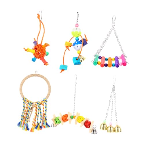 Kisangel 1 Set Papageien Kauspielzeug Vogel Baumwollseil Ring Papageien Baumwollseil Ring Papageien Hängespielzeug Papageien Spielzeug Vogel Kletterschaukel Papageien Baumwollseil von Kisangel